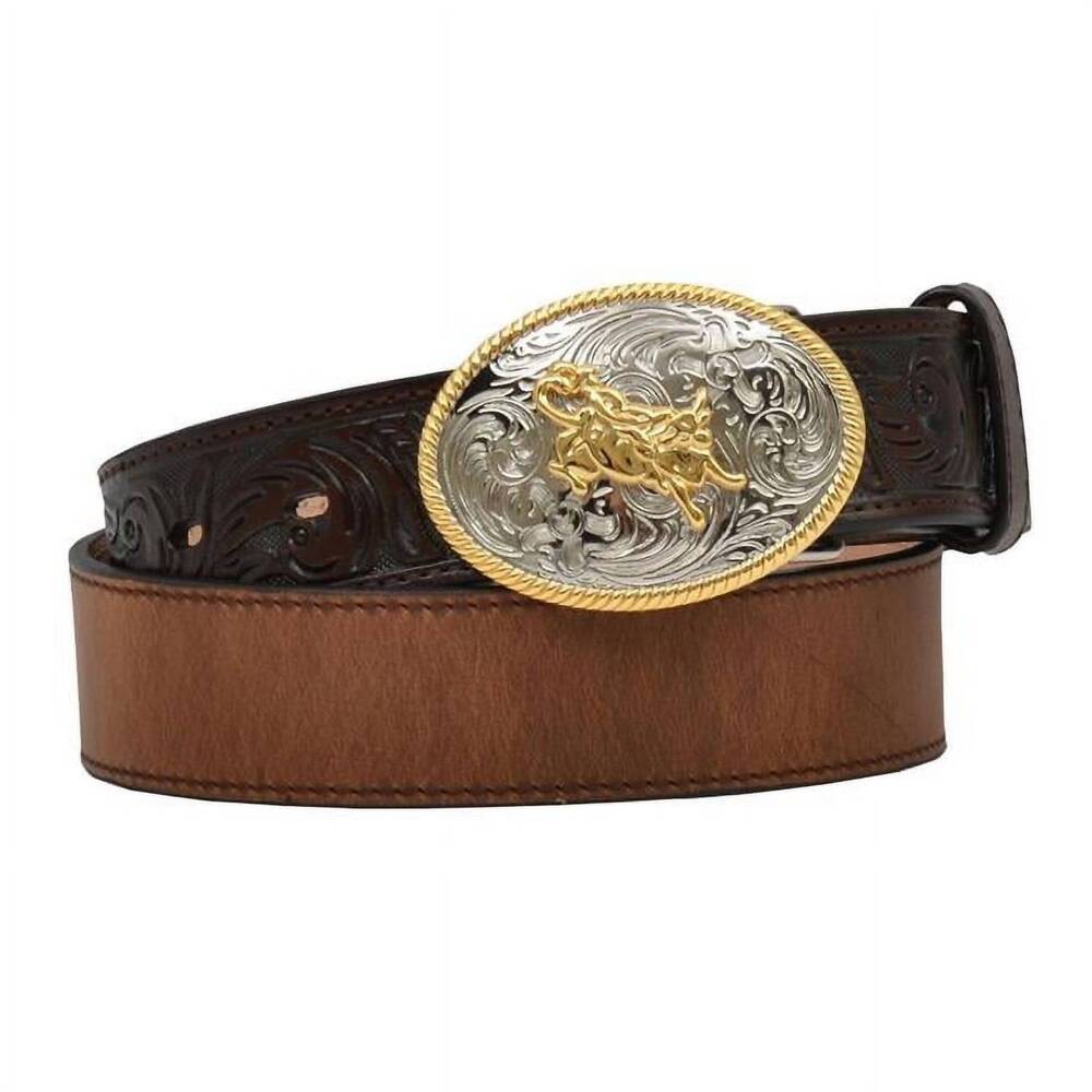 NEW 3D BELT COMPANY kids distressed bullride belt in brown